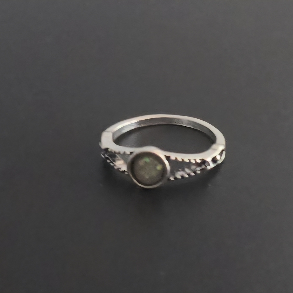 Fire Opal Bezel Set Triangular Quality Titanium S… - image 1